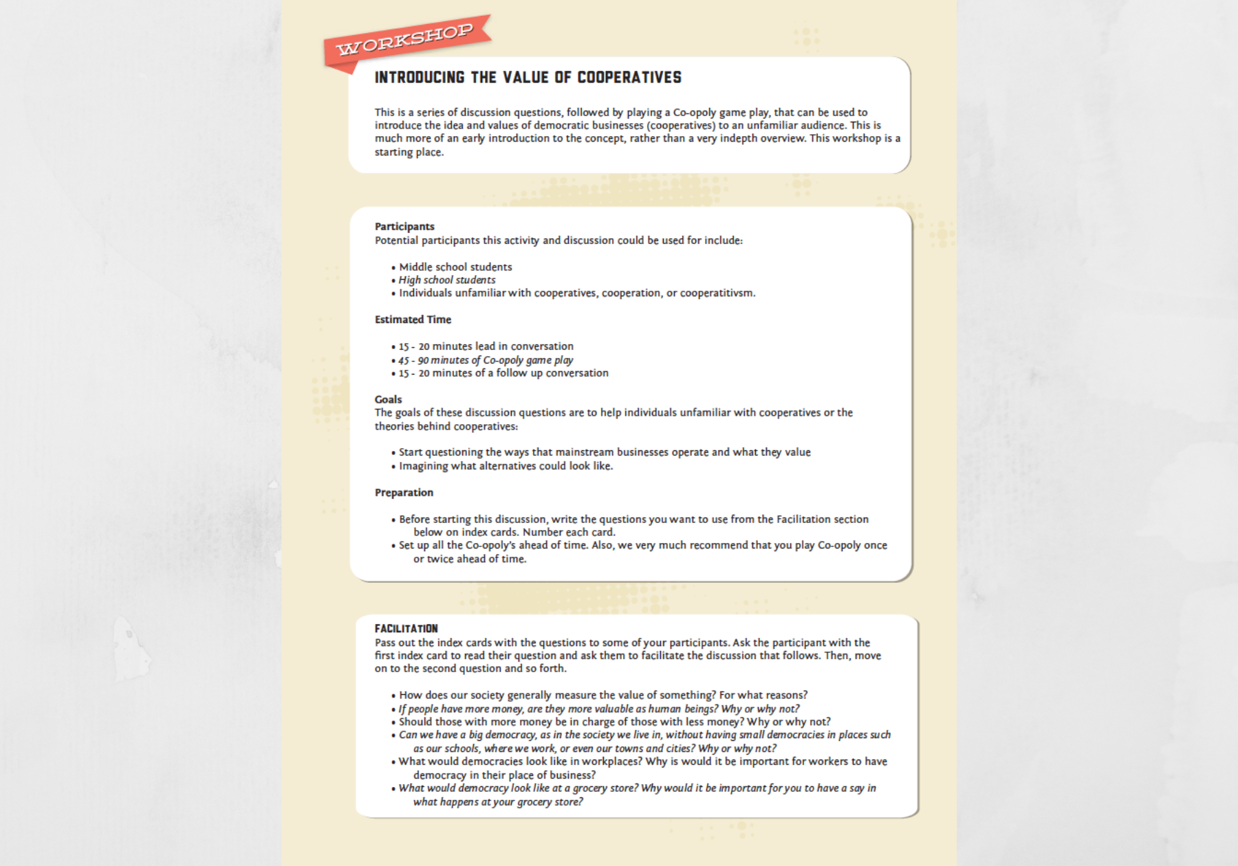 Co-opoly Education Kit